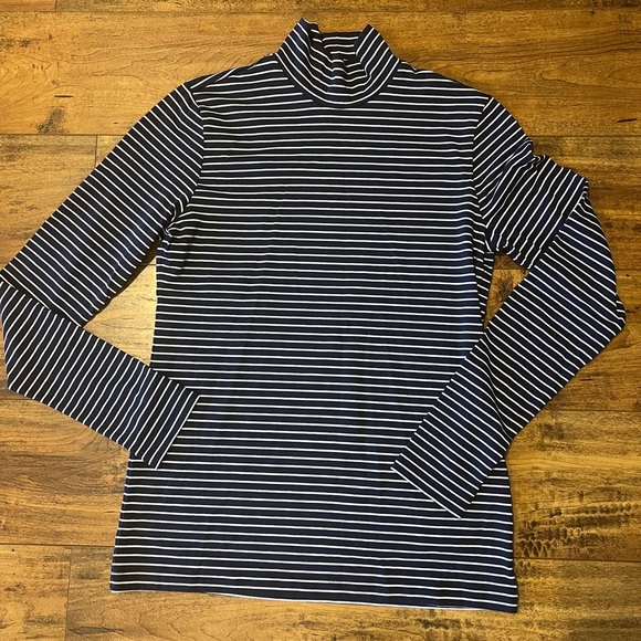 ORVIS Women’s Perfect Tee Navy/White Mock Neck Long Sleeve Shirt NWOT - Picture 3 of 3